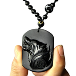 Подвеска Волк - Свобода и Сила Натуральный обсидиан 0-15