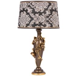 Настольная лампа Орхидея Лира Бронза с абажуром Тюссо Vatican (Ватикан) Черный