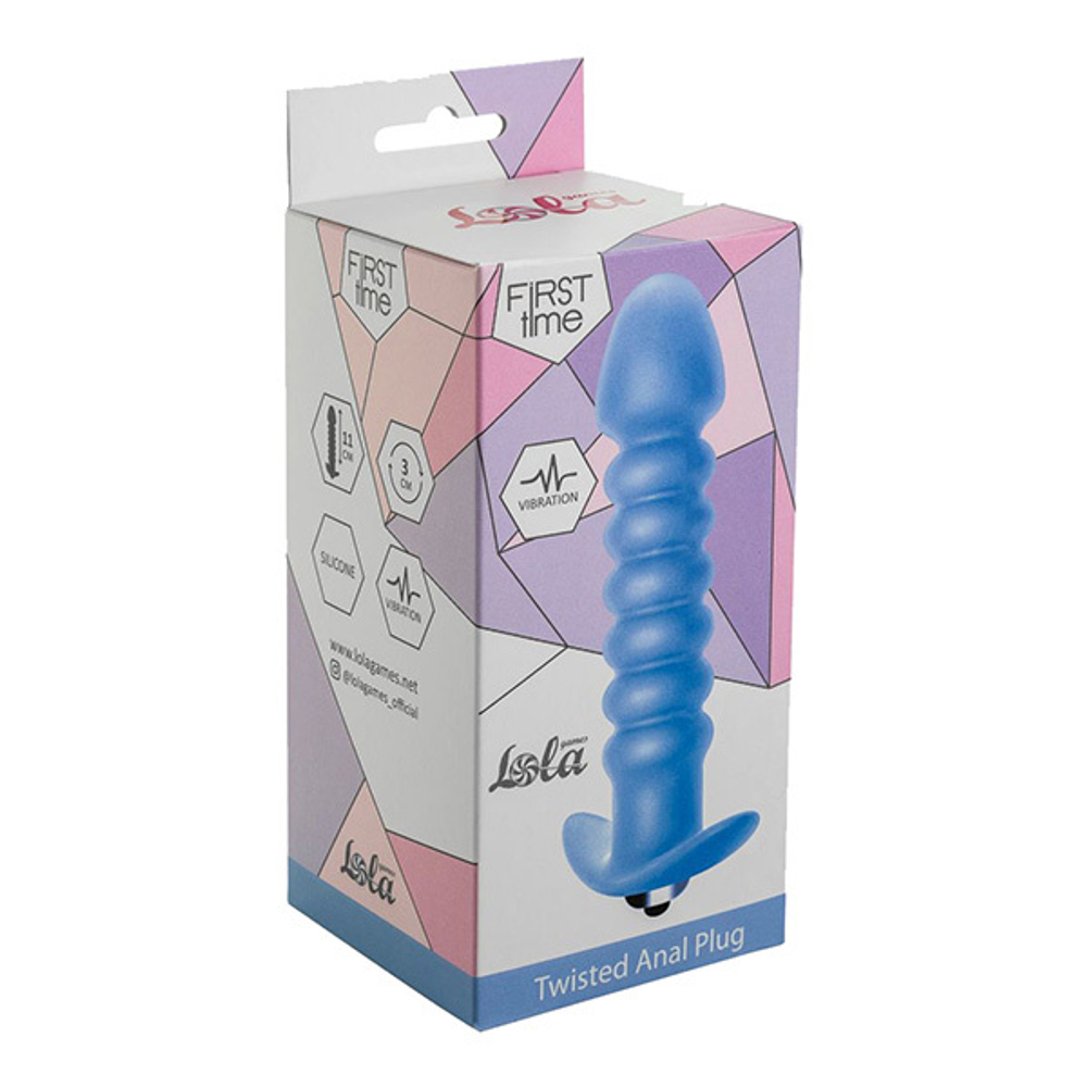 Голубая анальная вибропробка 13см Lola Games First Time Twisted Anal Plug 5007-02lola