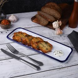 Блюдо прямоугольное 34,7*12,7*1,7 см 400 мл (поднос) Blue Rim эмалированая сталь SUNNEX [1]