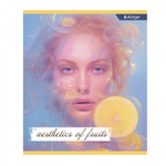 Тетрадь 48л., А5, клетка, Alingar "Аesthetic", скрепка, мелованный картон (стандарт), блок офсет, 4 дизайна в пленке т/у