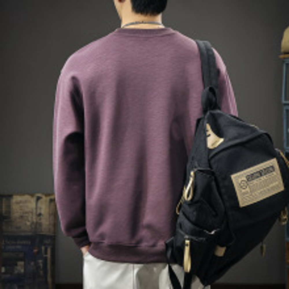 Мужская толстовка с вышивкой, зима, свободного кроя, с круглым вырезом, длинными рукавами, модная, осень-зима