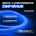 Неоновая светодиодная лента PJShop 4м, 8х16мм, 220В, IP 67, гибкий неон, синий, кратность реза 10 см