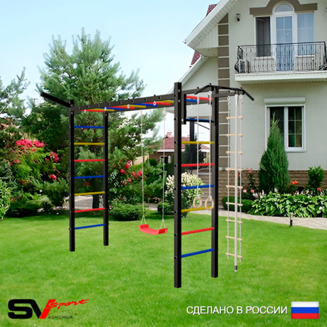 Уличная шведская стенка Sv Sport рукоход У5141 (Турник/"Лодочка"/Кронш бокс/Канат/кольца/лестница)