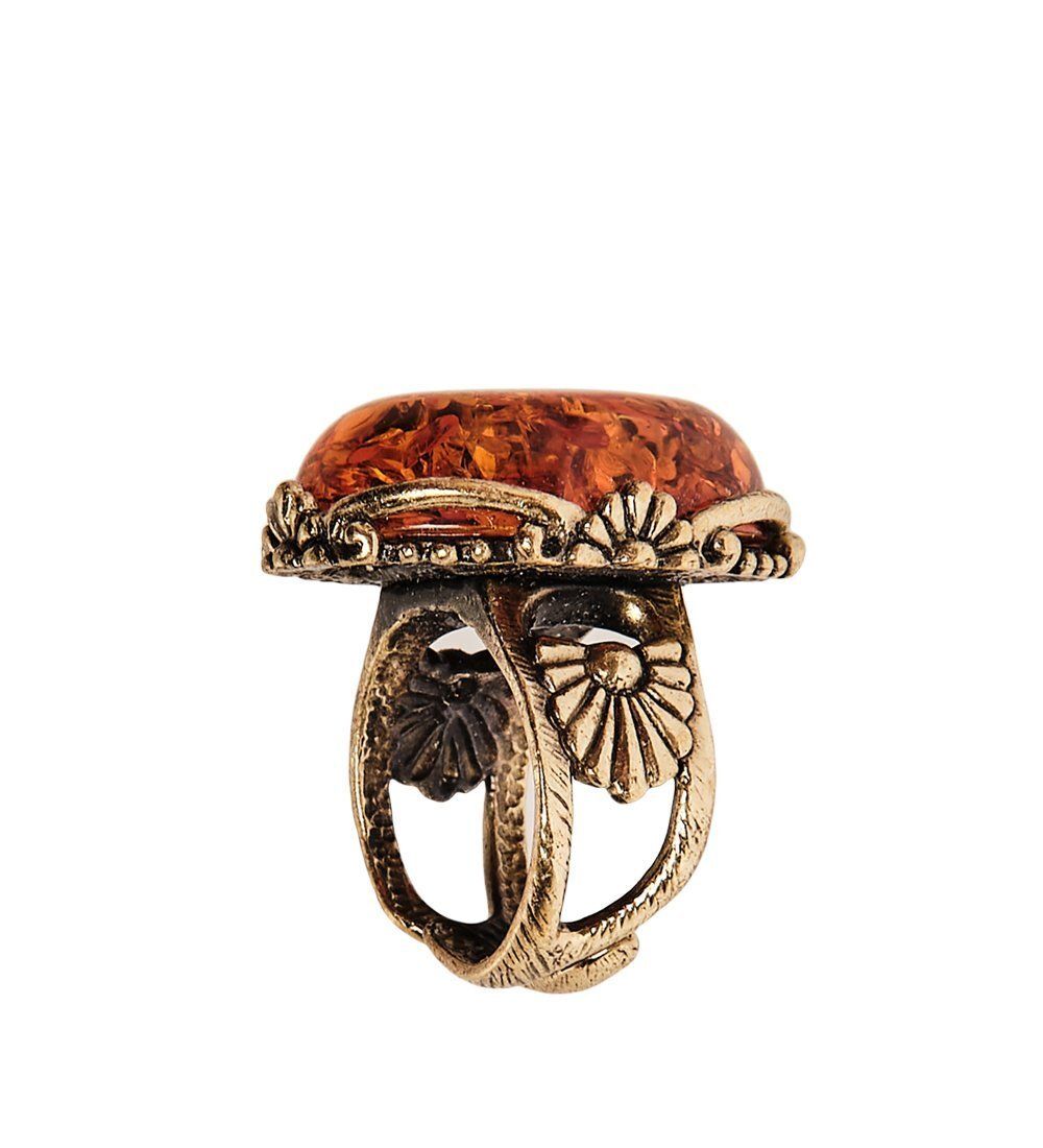 AM-2424 Кольцо «Весенний сад» (латунь, янтарь)