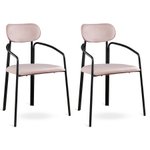 Набор из 2 стульев ror, round, велюр, черный/розовый