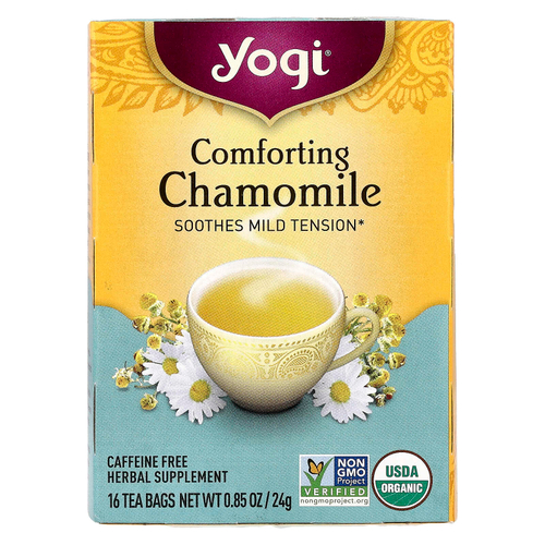 Yogi Tea, успокаивающая ромашка, без кофеина, 16 чайных пакетиков, 24 г (0,85 унции)