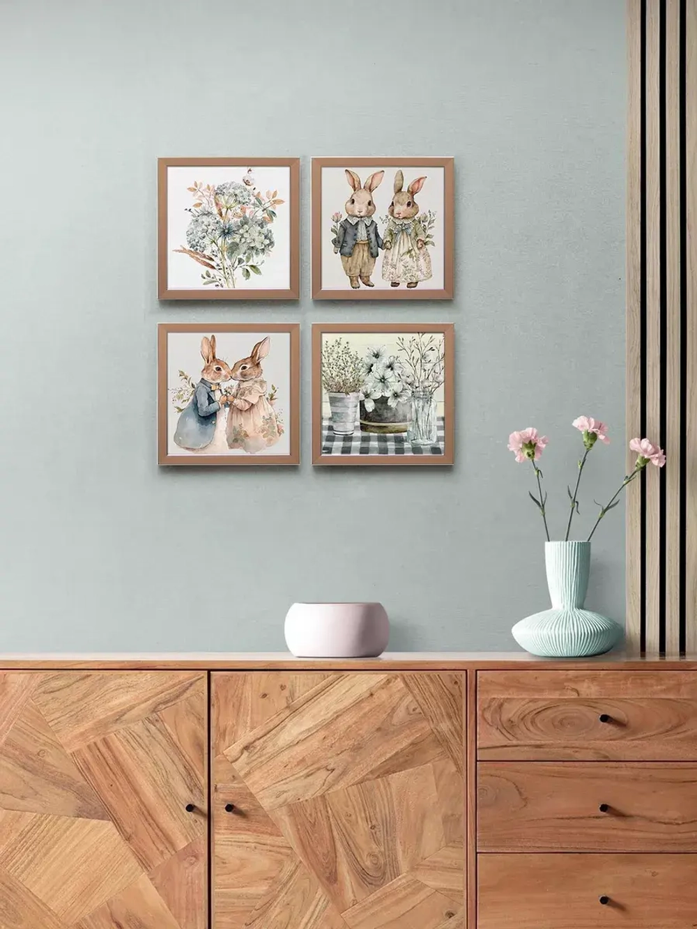 Картины на стену интерьерные на холсте 4 шт, 23*23 см