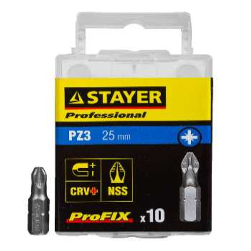 Биты для шуруповёрта длинна 25 мм PZ3 10 шт STAYER, 26221-3-25-10_z01