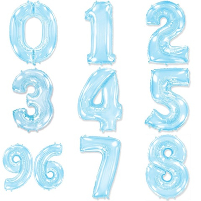 Фольгированные цифры 102 см с гелием (голубой - металлик)