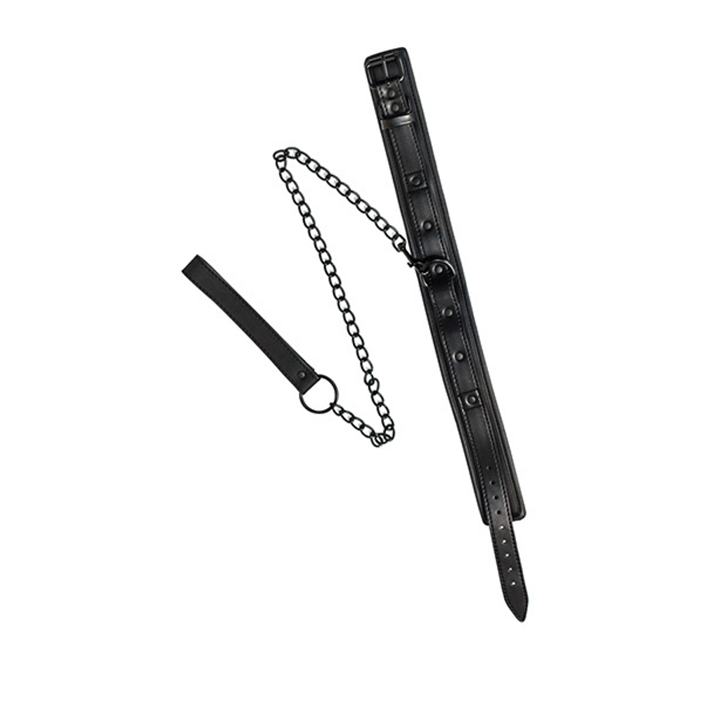 Черный ошейник 48см с поводком Lola Games Party Hard Kinky 1083-01lola