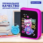 Пенал BRAUBERG 1 отделение 1 откидная планка полиэстер 21х14 см "Anime girl" (2 штуки в упаковке)