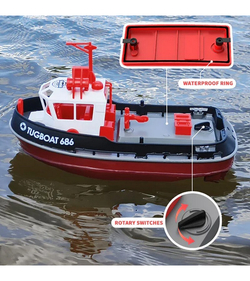 Радиоуправляемый буксир Heng Long Tugboat (черный) 2.4G 1/72 RTR