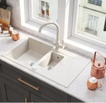 Мойка POLYGRAN BRIG-870 белый хлопок №36, смеситель COLORADO белый хлопок №36