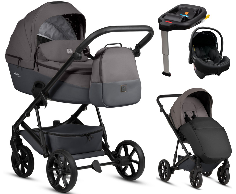 Детская коляска Tutis Viva 6 Plus Essential 4 в 1 с автокреслом Elo Lux EduSky Black и базой 1612072 Periscape