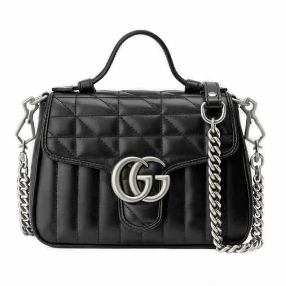 Мини-сумка Gucci GG Marmont с ручкой сверху черный