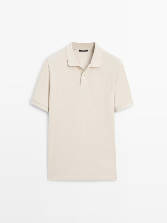 Massimo Dutti Поло из рельефного хлопка, дымчатый