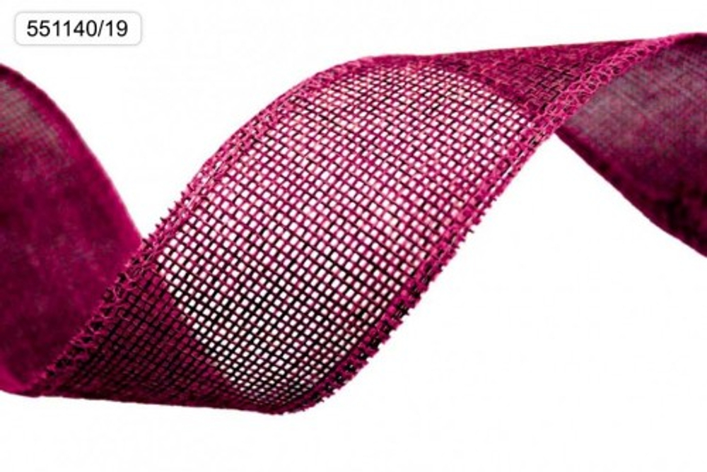 Лента Льняная 4см х 28м с проволокой (Фиолетовый)