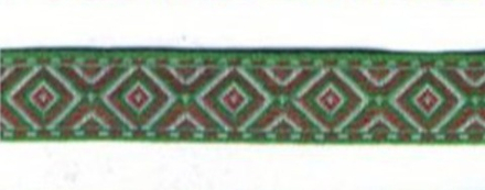 Тесьма жаккард, 9370, ш. 1,8 см, зелёный с белым