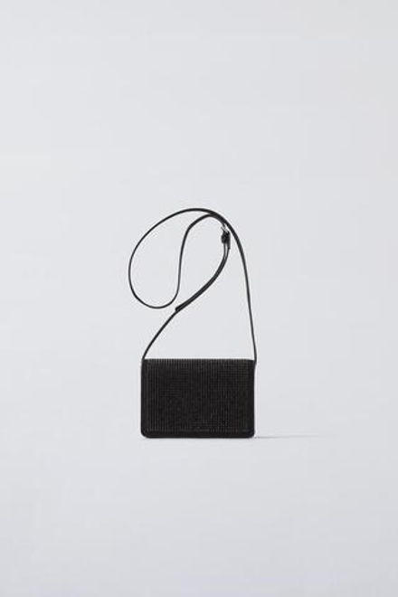 ZARA СУМКА ИЗ БЛЕСТЯЩЕГО МАТЕРИАЛА, ЧЕРНЫЙ