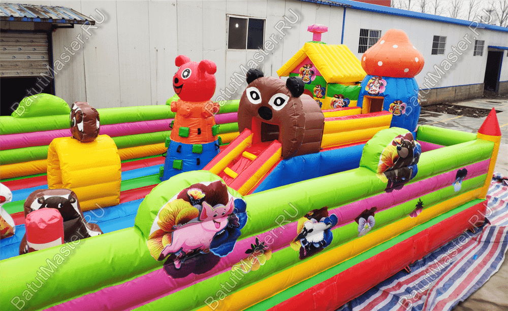 Коммерческий надувной батут "Маша и Миша" 10*6*3 м