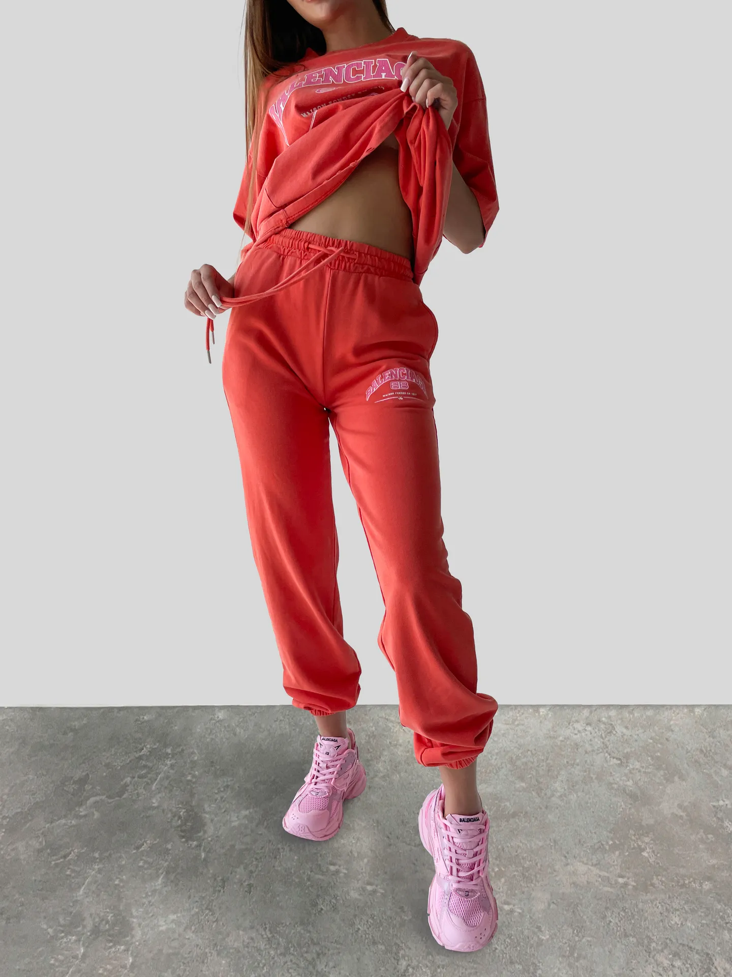 Balenciaga sweatsuit womens red top