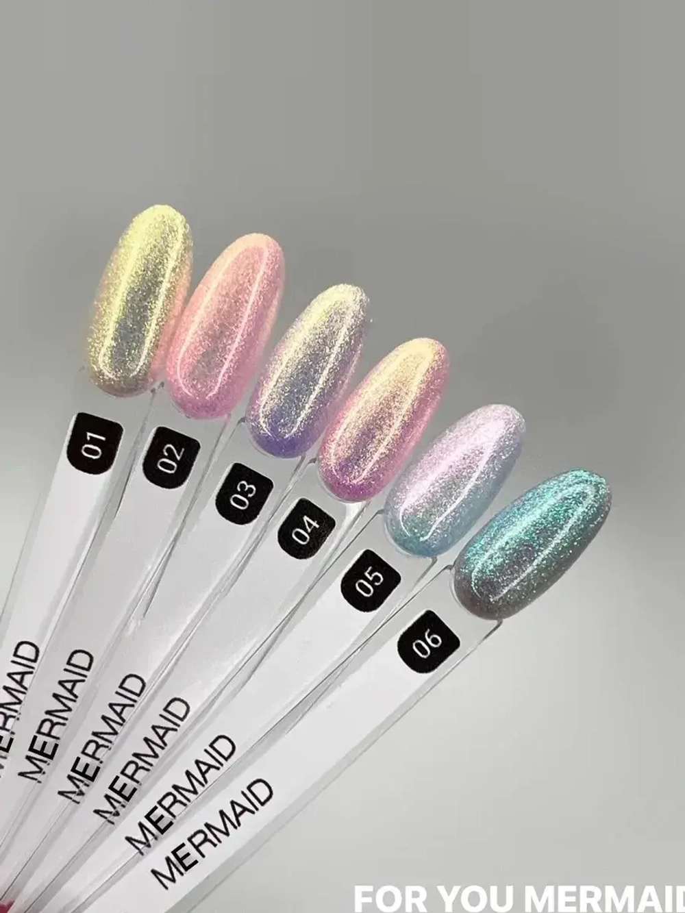 FOR YOU Набор гель лак для ногтей с блестками Mermaid 6 шт