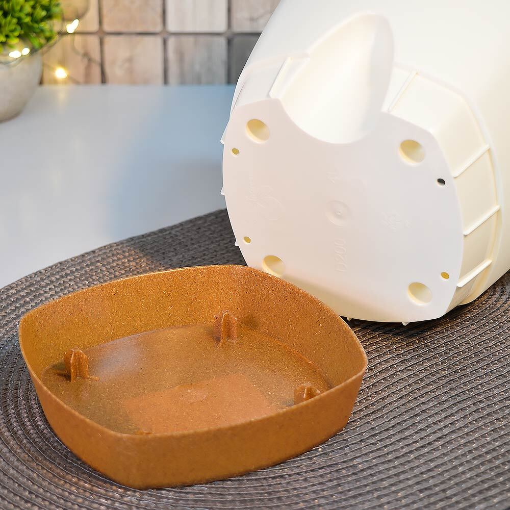 Горшок цветочный WOOD 4л D200мм с прикорневым поливом, сливочный/бук