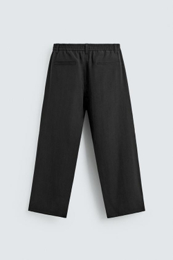 ZARA БРЮКИ СВОБОДНОГО КРОЯ СО СКЛАДКАМИ, ЧЕРНЫЙ