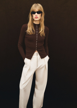 Кардиган из тонкого трикотажа в рубчик