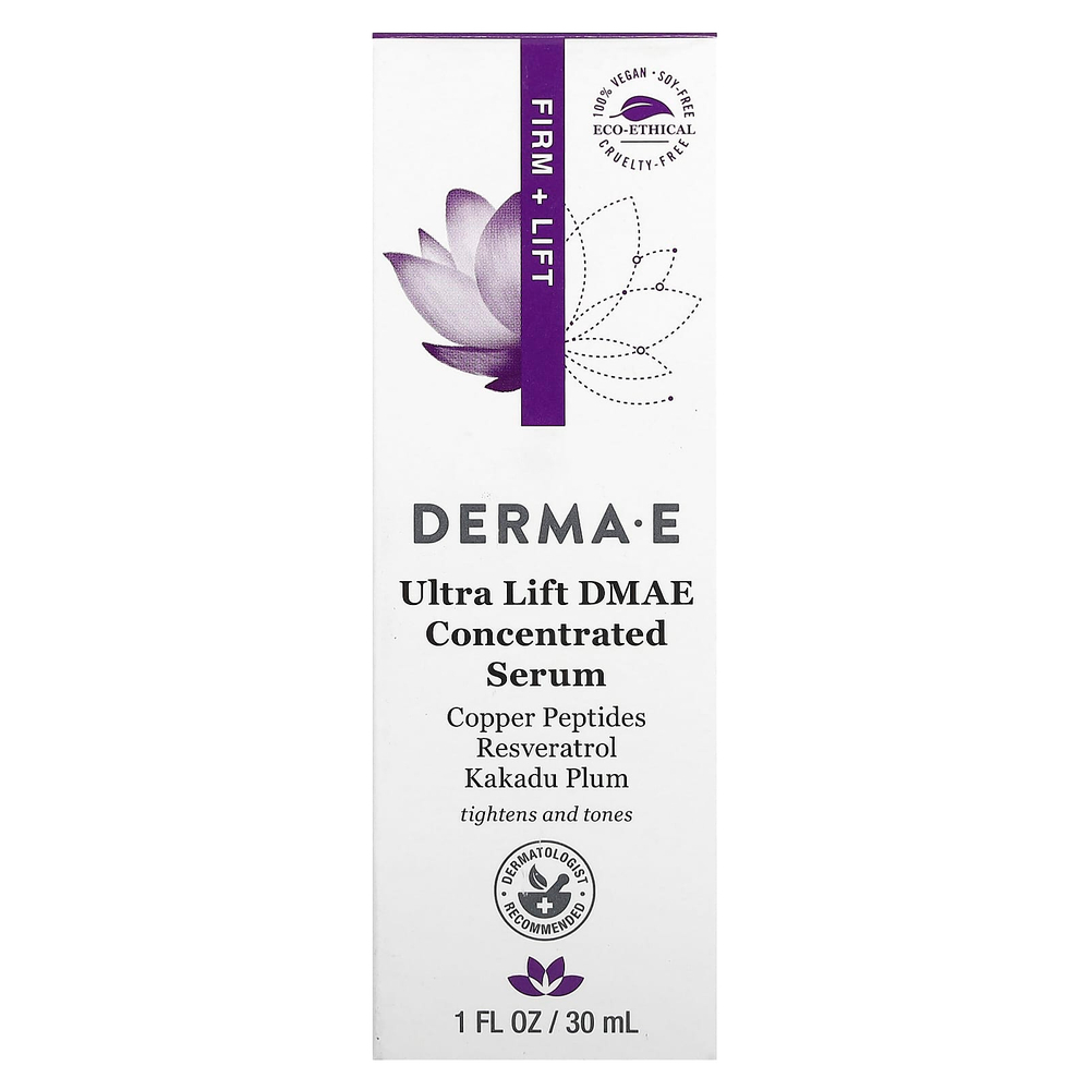 DERMA E, Ultra Lift DMAE, концентрированная подтягивающая сыворотка с диметиламиноэтанолом, 30 мл (1 жидк. унция)