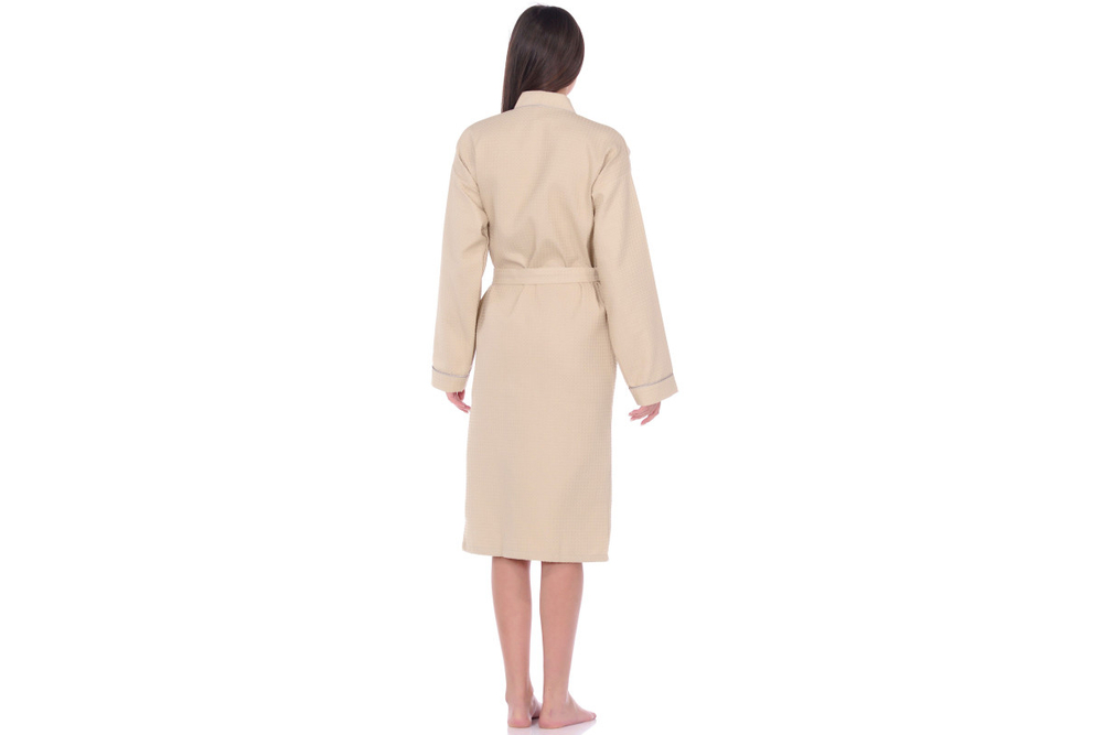 Халат вафельный Home One с кантом бежевый 50