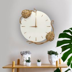 Часы настенные Monstera Deliciosa (Монстера) Колор Белый опал Амбер