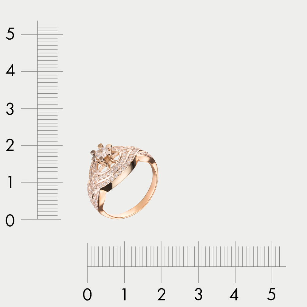 Кольцо женское из розового золота 585 пробы с фианитами (арт. К-082)