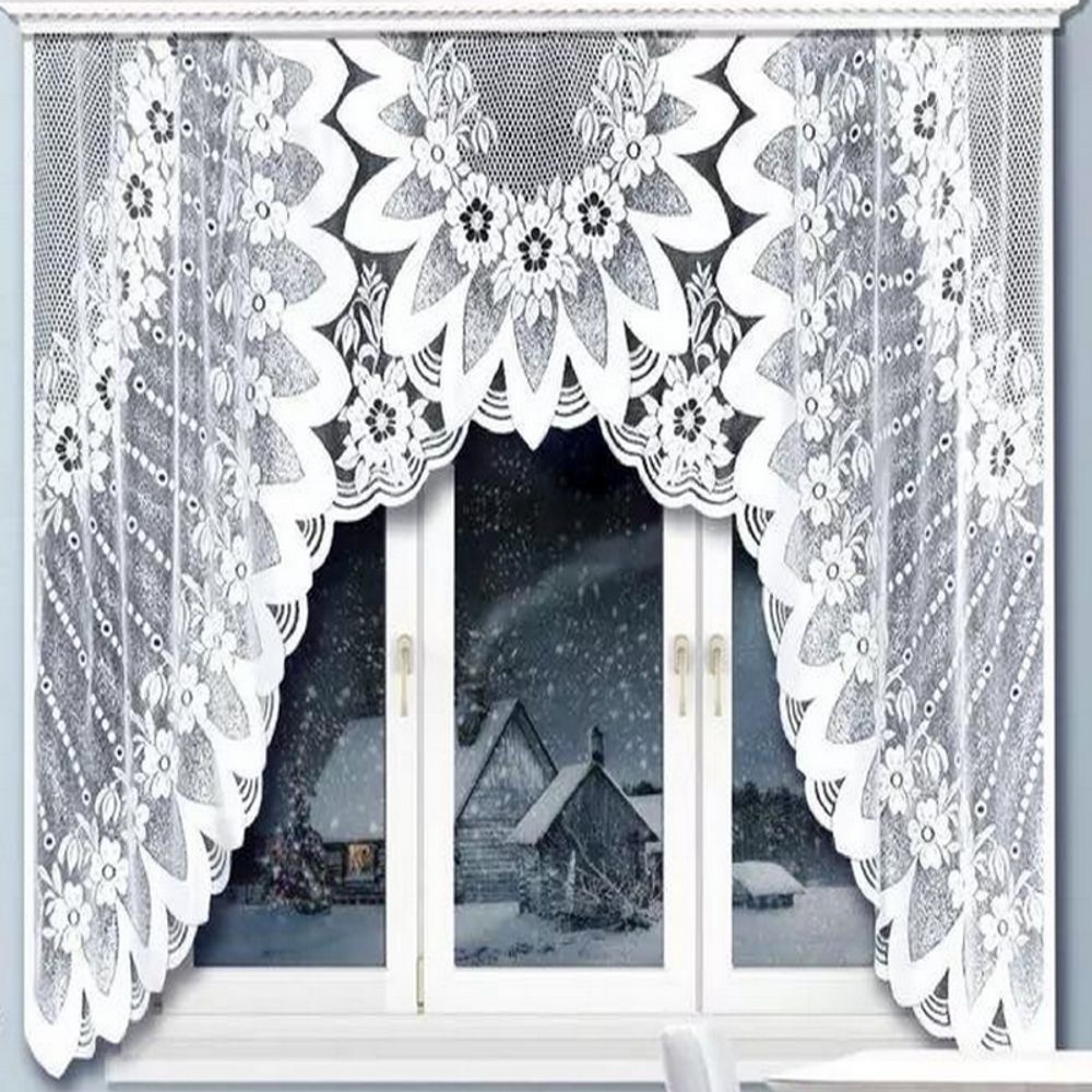 Занавеска &quot;ФМ. ЖАР-ПТИЦА&quot; модель 492 рис.2-24-02, на шторной ленте, цвет белый, Россия.