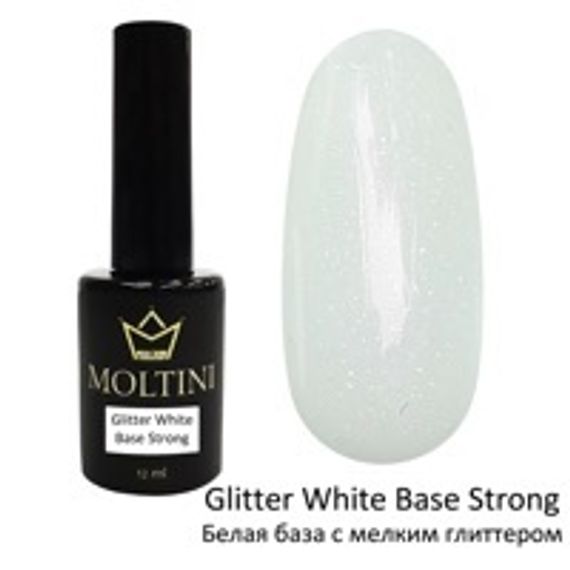 Каучуковая камуфлирующая база Moltini Glitter White Base Strong, 12 ml