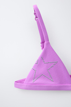 ZARA КУПАЛЬНИК БИКИНИ С ТЕКСТУРНЫМИ ЗВЕЗДАМИ, МАДЖЕНТА