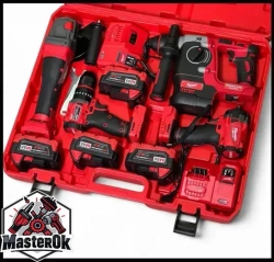 Набор аккумуляторного электроинструмента инструмента Milwaukee 4в1 с 4 АКБ Шуруповерт Болгарка Перфоратор Гайковерт 21V