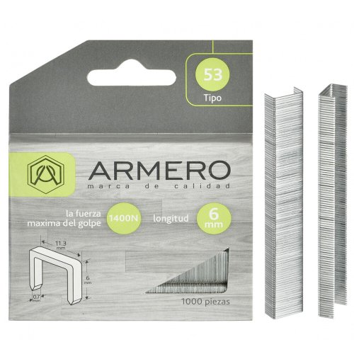 Скобы для степлера ARMERO тип 53, 6мм     A312/006