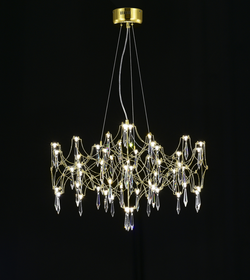 Подвесная люстра светодиодная с пультом и хрустальными подвесками Asfour MyFar Ileria MR2652-57P-76AP