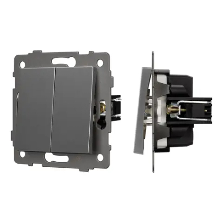 Механизм выключателя двухклавишный непроходной SWT-MK02-PL-GR-V (250V, 10A) (Arlight, -) 049889