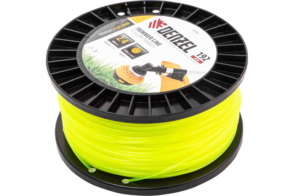 Леска FLEX CORD круглая 2.4 мм, 192 м, на DIN катушке для триммера Denzel 96280