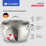 Набор посуды нерж, 6 пр, кастрюли 2.8, 5л, ковш 2л, индукц, Daniks, Эмилия, CW-W075-SE