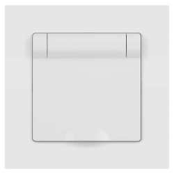 Розетка Intro Accent 6-203-01М 2P+E Schuko с крышкой 16А-250В IP20 СУ AL/CU белый матовый | Intro