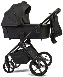 Детская коляска Peppy Monaco 3 в 1 с автокреслом Verona Black Black (черный), рама черная матовая