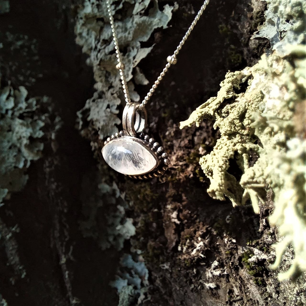 Подвеска ОКО-4 с цепочкой, серебро/лунный камень