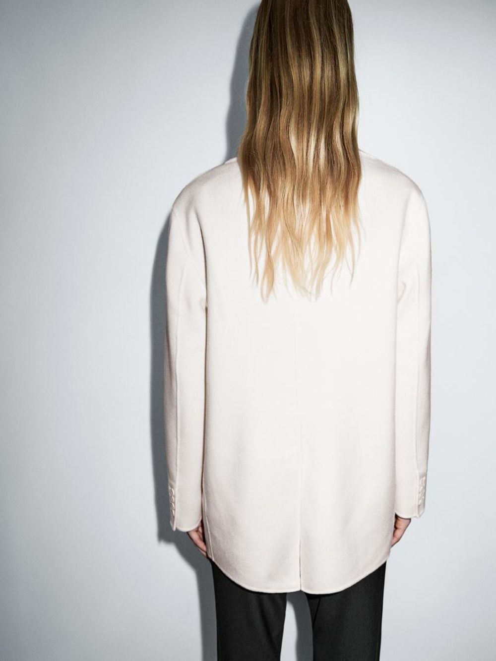 Massimo Dutti Блейзер из смесовой шерсти с шарфом, белый