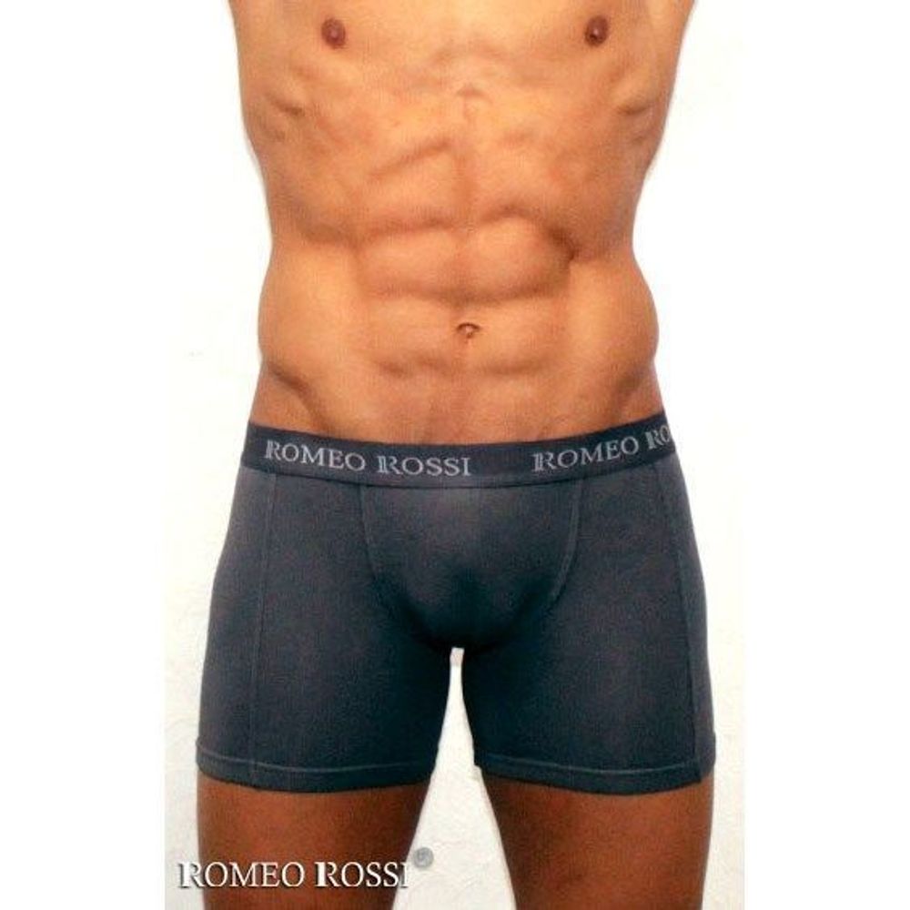 Мужские трусы боксеры удлиненные c резинкой Romeo Rossi темно-серые RR7001-04