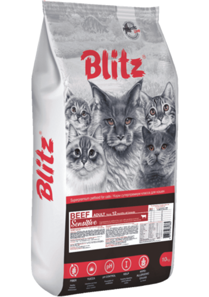 Сухой для кошек Blitz Sensitive Beef Adult Cats All Breeds с говядиной 2кг
