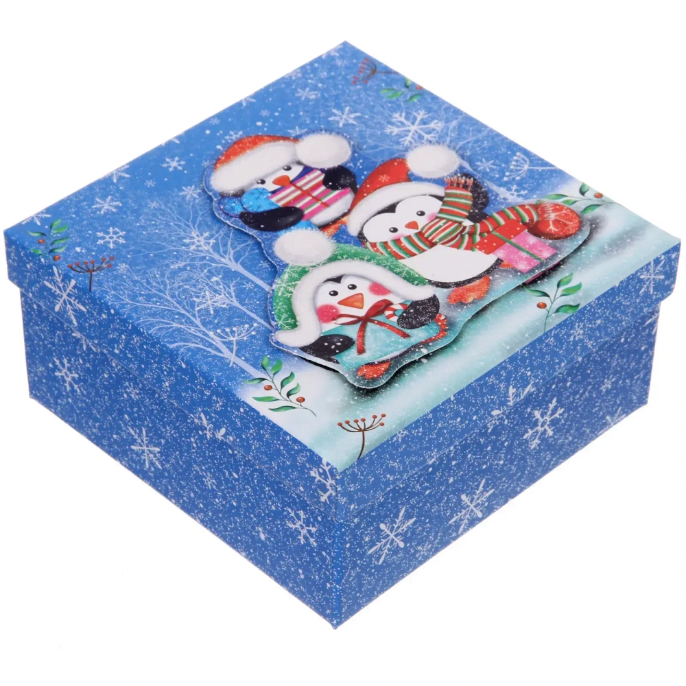 Коробка подарочная «Веселые пингвинята» 15,5*15,5*7,5 см